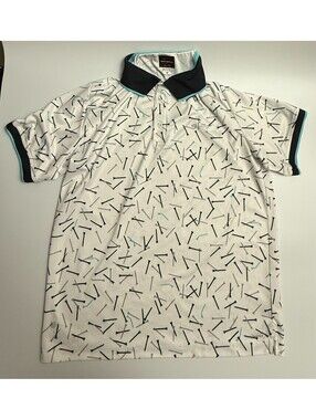 Greg Norman Rapi Vent Mens Golf Tees All Over Print Polo Shirt Size M